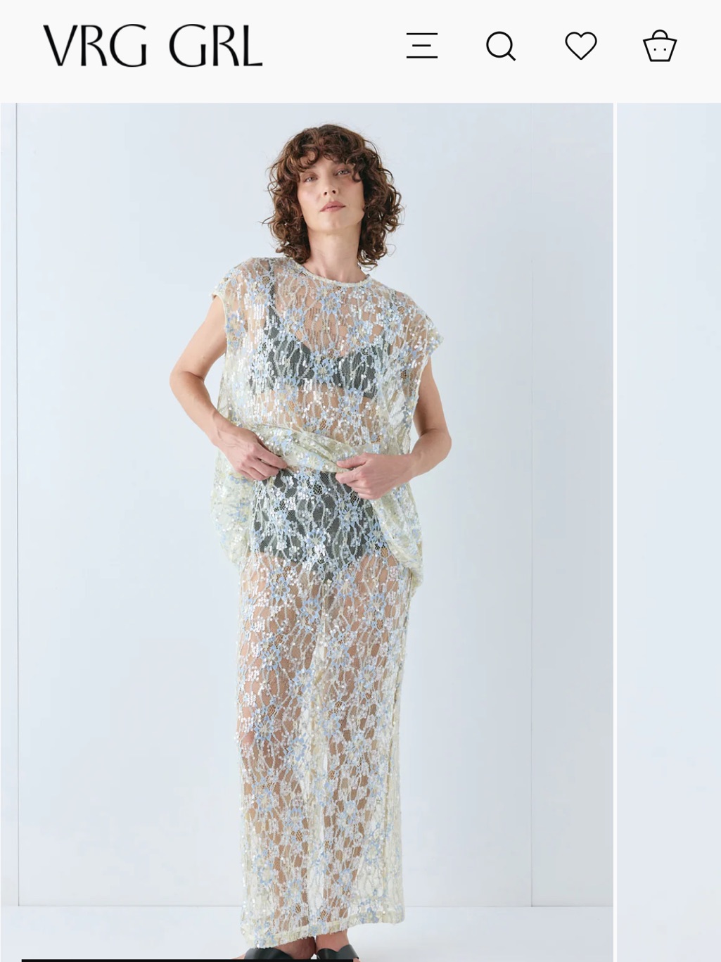 Sheer Vrg Girl Set In Pale Blue And Cream